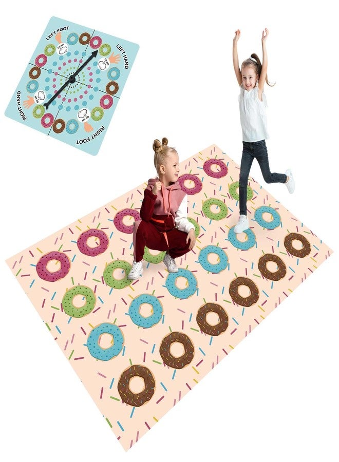 Drydiet Donut Party Game with 59 x 41 Inches Donut Mat Spinner Quadruped Piñata Decorations Candy Spa Party Game Sleepover Girls - Image 1